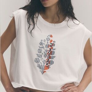 NEW FP Movement by Free People White Graphic Short Sleeve Tee Inspire Logo Tank